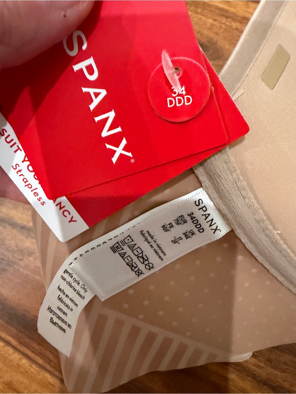 🏷️ New Spanx suit your fancy strapless bra 34DDD nude tan - Picture 3 of 5